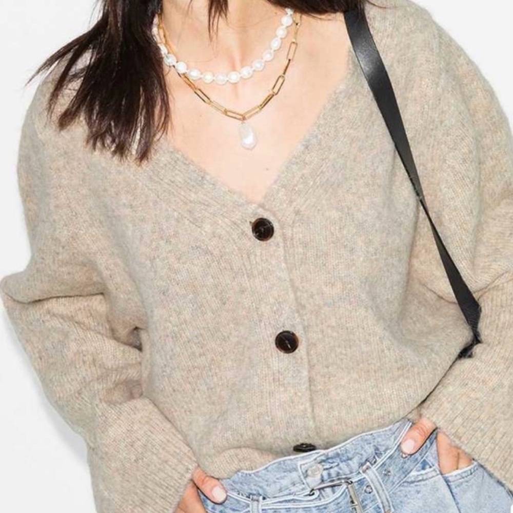 TOTEME Wool Alpaca Beige Cardigan Size Small